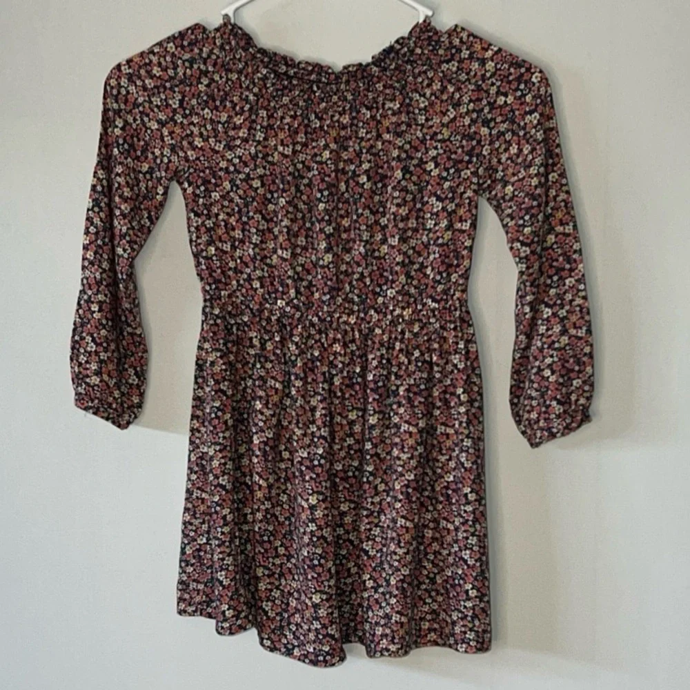 Carters Floral Smocked Dress Girls Size 5/5A Long Sleeve Multicolor Colorful.